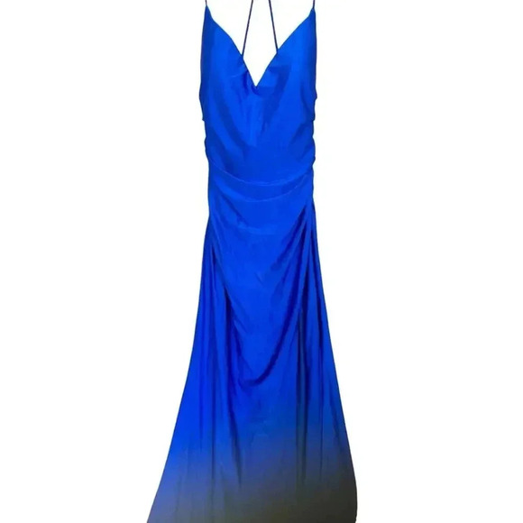 Off the Shoulder Sweetheart Floor Length Blue La Femme Dress 27959 Size 2 - Picture 11 of 15